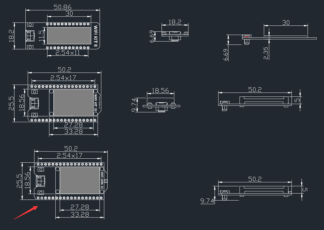 CAD and Eagle drawings for WiFi LoRa 32 (V2) LoRa Node Heltec